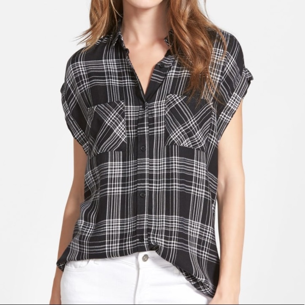 Rails “Britt” Plaid Shirt Black & White Sleeveless